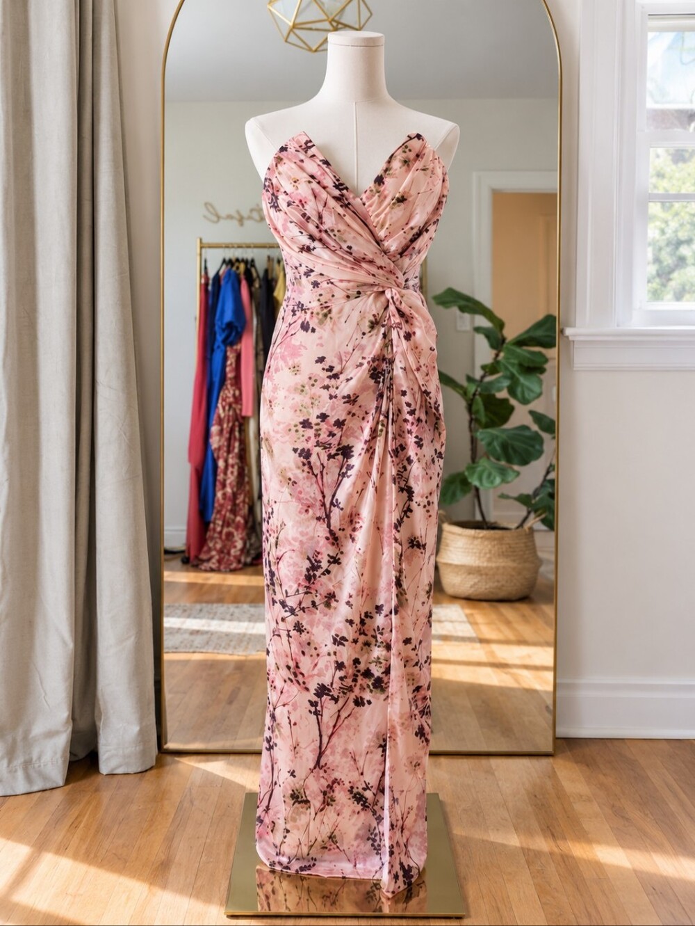 Katie May Come On Home Summer Wedding Guest Dress In Pink Botanical Large